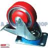 CASTOR SWIVEL/BRAKE 125MM PU ON ALLOY