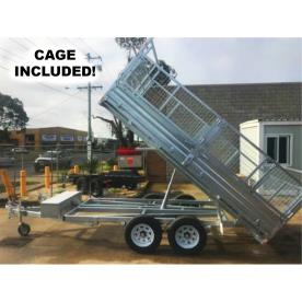TRAILER 12X7 GAL FLAT BED TIPPER W CAGE