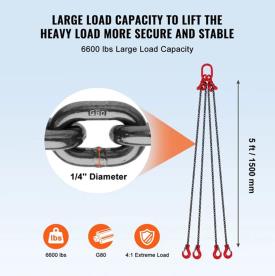 LIFTING 6MM CHAIN SLING 4 LEG X1.5 METER