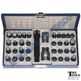 TORX RIBE SPLINE IN HEX SET 1/2DR BIT