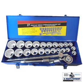 SOCKET SET 3/4 DRIVE 27 PCS AF&MET