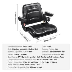 FORKLIFT SEAT WITH  ARMS RESTS BLACK