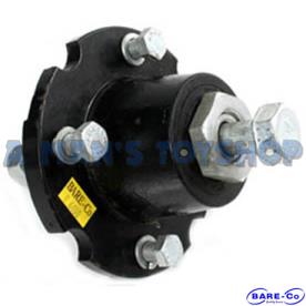 CAST 4 STUD HUB WITH AXLE & BEARINGS 1"