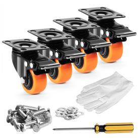 CASTOR WHEEL SET 50MM SWIVEL/BRAKED PVC