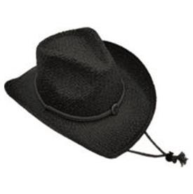 COWBOY STYLE STRAW HAT BLACK ONE SIZE