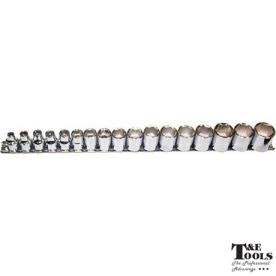 SOCKET 3/8DR 17PIECE  METRIC 6PT ON RAIL