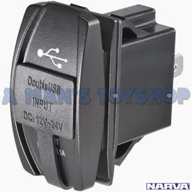 DUAL USB BLUE LED ROCKER SWITCH 12/24V