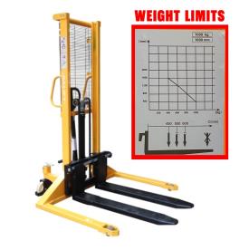 MANUAL CHAIN LIFT PALLET STACKER 1000KG