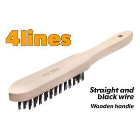 WIRE BRUSH 4 ROW WOODEN HANDLE