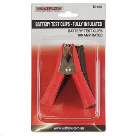 TEST BATTERY CLIPS 100 AMPS  RED & BLACK