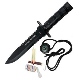 LARGE BLACK SURVIVAL KNIFE 355MM OVERALL