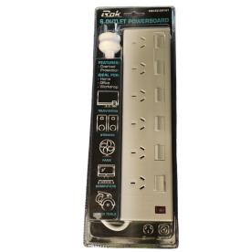 POWER BOARD 6 OUTLET WITH SWITCHES 240V