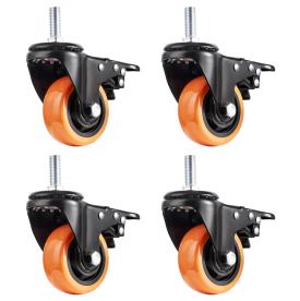 CASTOR WHEEL SET 75MM SWIVEL/BRAKED PVC