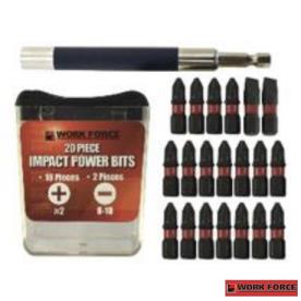 POWER SCREWDRIVER BIT SET MAG GUIDE 21PC