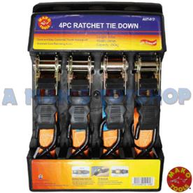 RATCHET TIE DOWN SET 4 PCS 25MM X 2.5MET