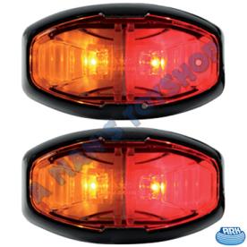 TRAILER SIDE LED LIGHT RED AMBER 2 PIECE