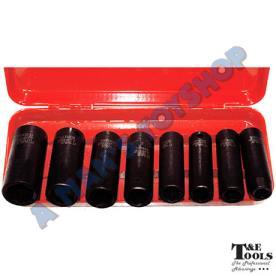 IMPACT SOCKET SET 3/8"DR METRIC DEEP 8PC