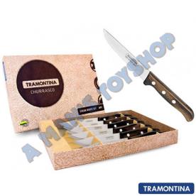 KNIFE SET 6 PCE STEAK BROWN HANDLE