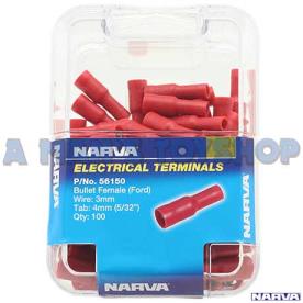 RED FEMALE BULLET 3MM WIRE TERMINAL100PC