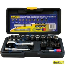 NLA* SOCKET & BIT SET 28 PCE 1/4 DR MET