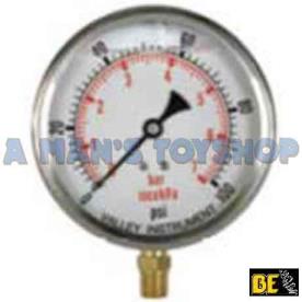 OIL GAUGE 100MM FACE 1/4 BOTTOM 0-100PSI