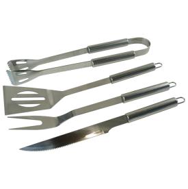 BBQ 4 PIECE SET STAINLESS 280MM LONG