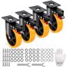CASTOR WHEEL SET 125MM SWIVEL/BRAKED PVC