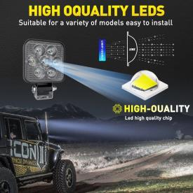 WORK LIGHT 65MM X 65MM 12W 7 LED 12/24V