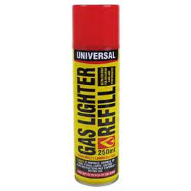 GAS LIGHTER REFILL 250ML CAN 5 ADAPTORS
