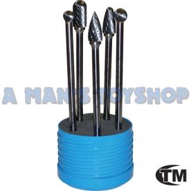BURR SET 150MM LONG 5 PCE SET 1/4 SHANK
