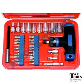 SOCKET-HEX BIT SET 1/4 DR 34 PCE RATCHET