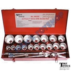 *K* SOCKET SET 1" DRIVE SAEAF 22 PCE T&E