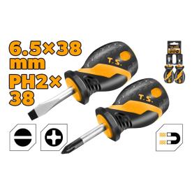 STUBBY SCREWDRIVER SET 2 PIECES CrV