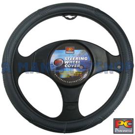 STEERING WHEEL COVER GREY LEATHER LOOK