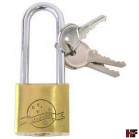 LOCK 40MM LONG SHANK BRASS